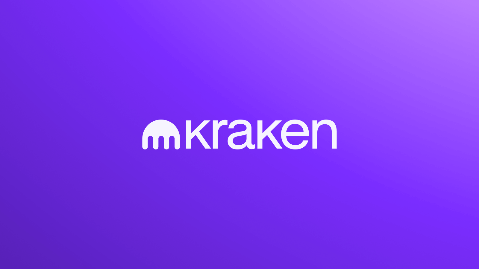 White Kraken logo centered on a purple gradient background.